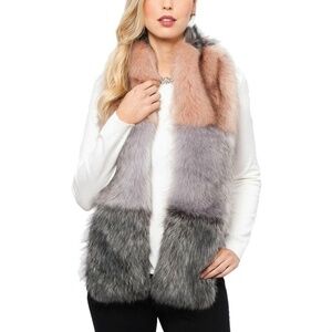 💕LOVE TOKEN💕 Multi Color Block Faux Fur Stole
